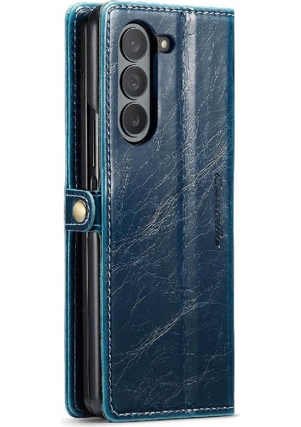 YH Mall Samsung Galaxy Z Için Flip Case Fold 6 5g Retro Cüzdan Kapak Çılgın At (Yurt Dışından)