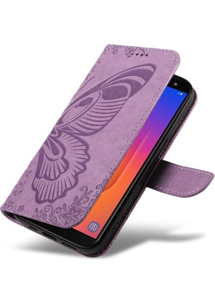 Samsung Galaxy J6 2018 Için Flip Case Ayrılabilir El Kayışı Kabartmalı Yüksek (Yurt Dışından)