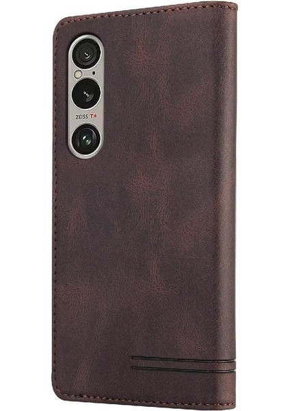 Sony Xperia 10 Vı Premium Deri Premium Deri Iki Için Flip Case (Yurt Dışından)