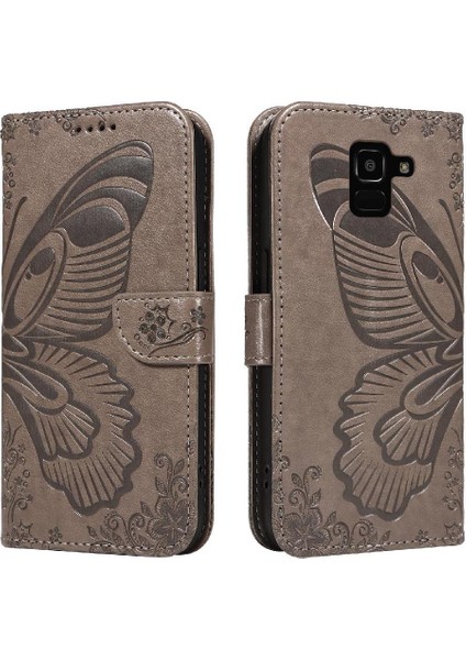 YH Mall Samsung Galaxy J6 2018 Için Flip Case Ayrılabilir El Kayışı Kabartmalı Yüksek (Yurt Dışından)