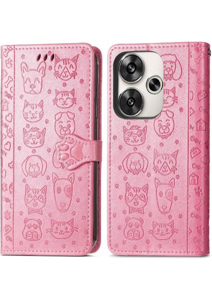 Xiaomi Poco F6 Darbeye Karikatür Hayvanlar Için Flip Case Kapak Kısa (Yurt Dışından)