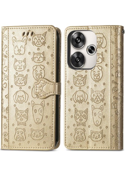 Xiaomi Poco F6 Darbeye Karikatür Hayvanlar Için Flip Case Kapak Kısa (Yurt Dışından)