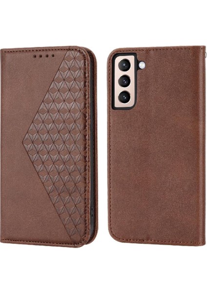 Samsung Galaxy S21 Günlük Kullanım Için Flip Case Cüzdan Standı El Kayışı Eşkenar Dörtgen (Yurt Dışından)