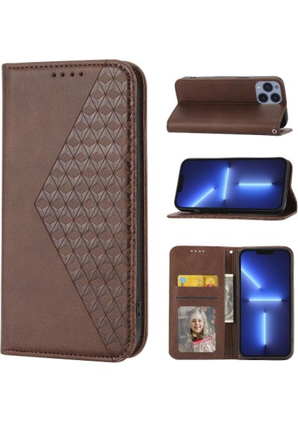 IPhone 13 Için Flip Case Mini Eşkenar Dörtgen Şekli Standı El Kayışı Cüzdan Günlük (Yurt Dışından)
