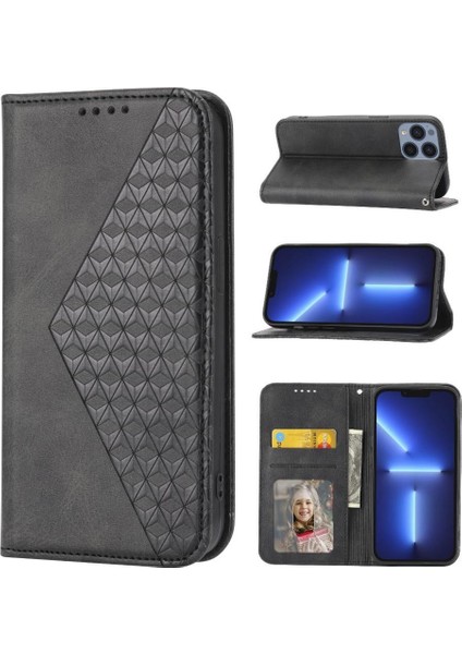 IPhone 14 Için Flip Case Pro Max Eşkenar Dörtgen Şekli Günlük Kullanım El Kayışı Standı (Yurt Dışından)