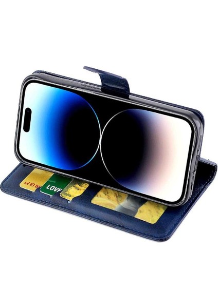 IPhone 14 Için Filp Durumda Pro Tam Koruma Kartı Tutucu Kickstand Pu (Yurt Dışından)