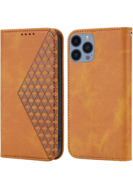 IPhone 14 Için Flip Case Cüzdan Standı Günlük Kullanım El Kayışı Eşkenar Dörtgen Şekli (Yurt Dışından) indirimleri