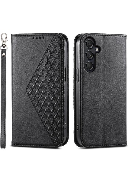 Samsung Galaxy M55 Günlük Kullanım Için Flip Case Standı Cüzdan El Kayışı Eşkenar Dörtgen (Yurt Dışından)