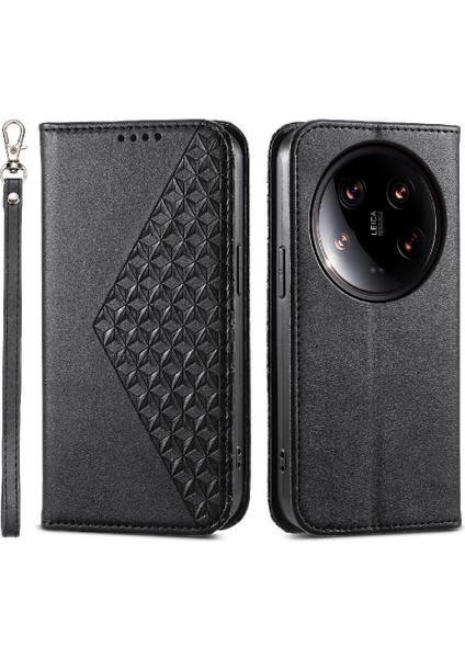 Xiaomi 14 Için Flip Case Ultra El Kayışı Eşkenar Dörtgen Şekli Standı Günlük Kullanım (Yurt Dışından)