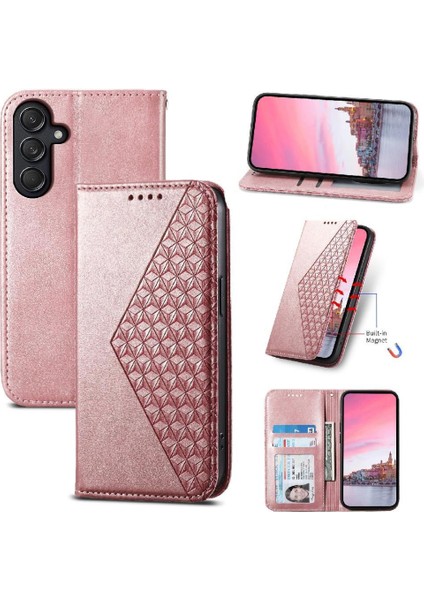 Samsung Galaxy M55 Günlük Kullanım Için Flip Case Standı Cüzdan El Kayışı Eşkenar Dörtgen (Yurt Dışından)