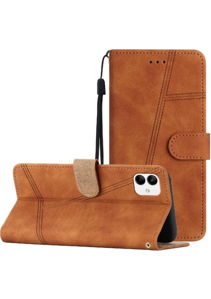 Samsung Galaxy A04E Cüzdan Pu Deri Bilek Kayışı Kart Yuvaları Için Flip Case (Yurt Dışından)