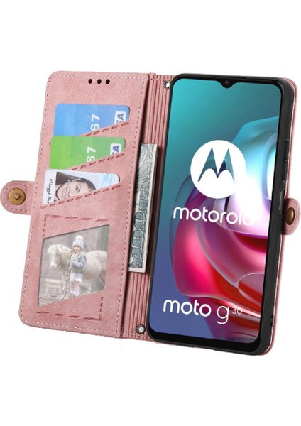 YH Mall Motorola Moto G30 Cüzdan Basit Iş Deri Kılıf Flip Case Için Flip Case (Yurt Dışından)