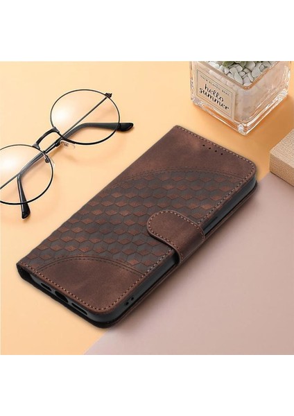 Samsung Galaxy M55 Darbeye Deri Kılıf Için Flip Case Geometrik Desen (Yurt Dışından)