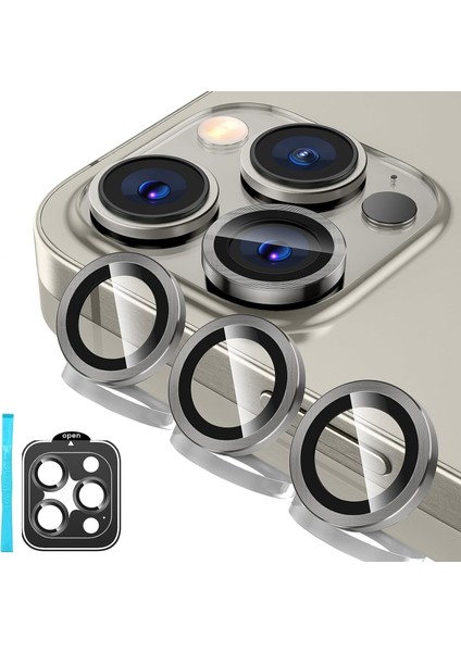 Apple iPhone 15 Pro Max / 15 Pro Uyumlu Safir Kamera Lens Koruyucu Takma Aparatlı Kolay Kurulum