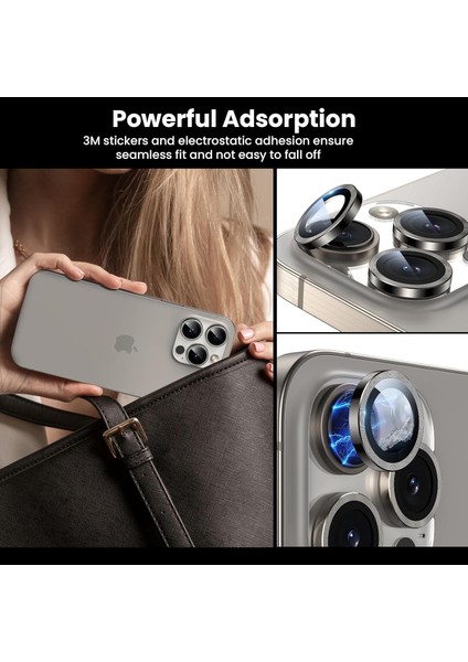 Apple iPhone 15 Pro Max / 15 Pro Uyumlu Safir Kamera Lens Koruyucu Takma Aparatlı Kolay Kurulum modelleri