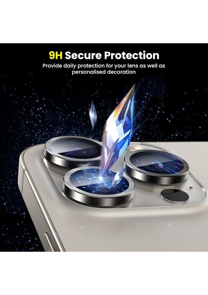 Apple iPhone 15 Pro Max / 15 Pro Uyumlu Safir Kamera Lens Koruyucu Takma Aparatlı Kolay Kurulum fırsatları