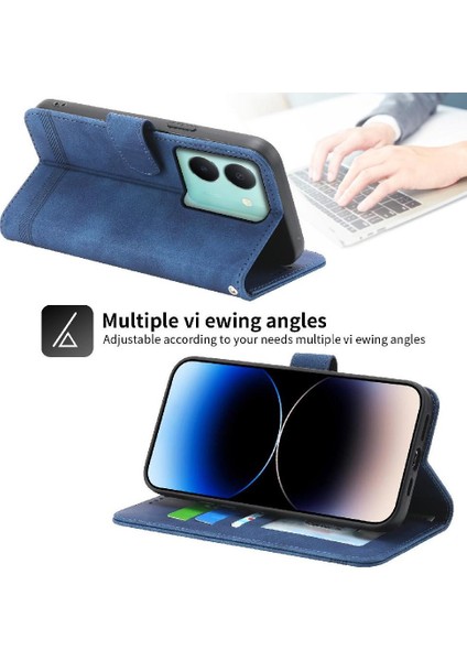 Vıvo Y36 Premium Nakit Cep Kartı Yuvaları Için Flip Case Bileklik Manyetik (Yurt Dışından)