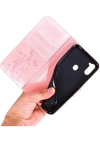 Samsung Galaxy A11 Için Kickstand Durumda Kart Tutucu Pu Deri Bilek (Yurt Dışından)