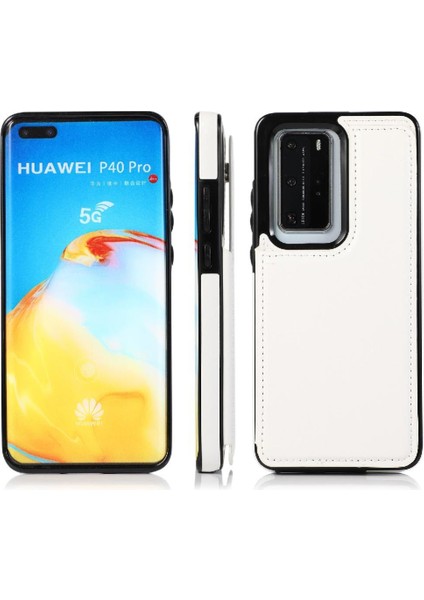 Cüzdan Kılıf Için Huawei P40 Pro Çift Manyetik Toka Kart Yuvaları Pu ile (Yurt Dışından)