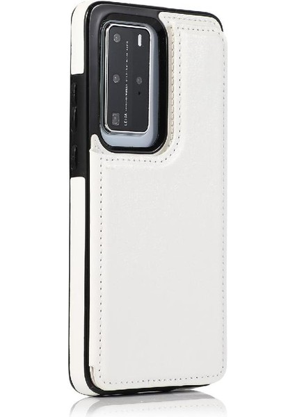 Cüzdan Kılıf Için Huawei P40 Pro Çift Manyetik Toka Kart Yuvaları Pu ile (Yurt Dışından) modelleri