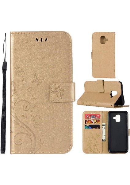 Samsung Galaxy A6 2018 Kickstand Manyetik Kapatma Kartı Pu Için Filp Durumda (Yurt Dışından)