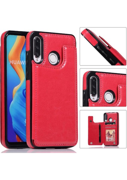 Kart Tutucu Çift Toka ile Huawei P30 Lite Pu Deri Için Cüzdan Kılıf (Yurt Dışından)
