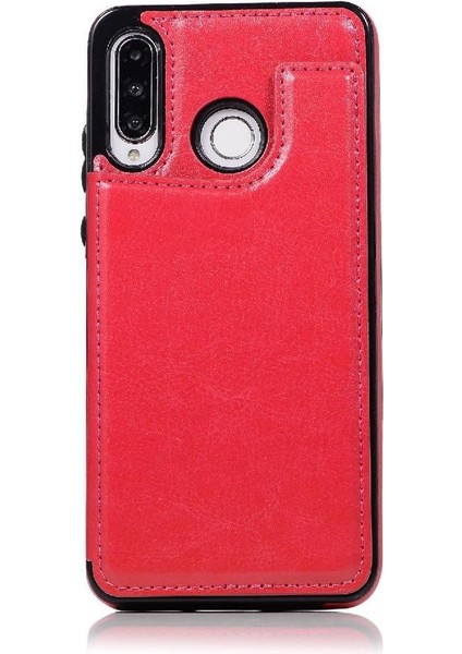 Kart Tutucu Çift Toka ile Huawei P30 Lite Pu Deri Için Cüzdan Kılıf (Yurt Dışından) modelleri