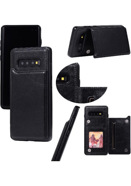 Kart Tutucu Çift ile Samsung Galaxy S10 Artı Pu Deri Için Cüzdan Kılıf (Yurt Dışından)