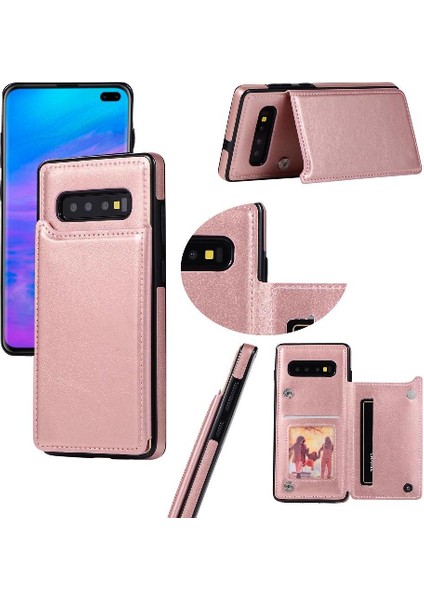 Kart Tutucu Çift ile Samsung Galaxy S10 Artı Pu Deri Için Cüzdan Kılıf (Yurt Dışından)
