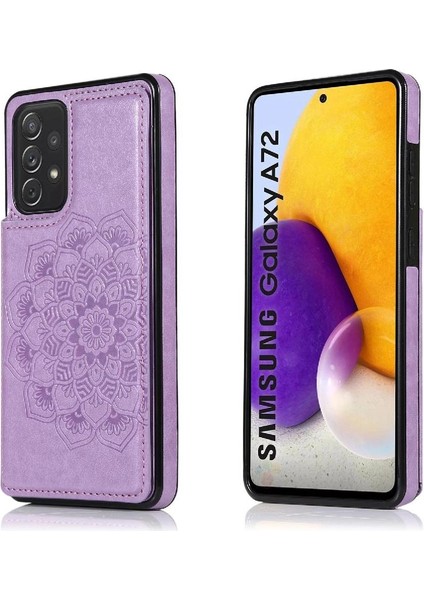 Samsung Galaxy A72 Desen Çiçek Mandala Için Kart Tutucu Kılıf ile Cüzdan (Yurt Dışından)