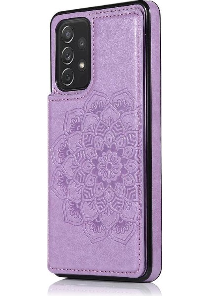 Samsung Galaxy A72 Desen Çiçek Mandala Için Kart Tutucu Kılıf ile Cüzdan (Yurt Dışından)