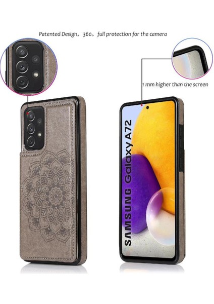 Samsung Galaxy A72 Desen Çiçek Mandala Için Kart Tutucu Kılıf ile Cüzdan (Yurt Dışından)