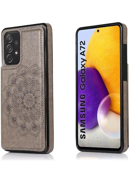 Samsung Galaxy A72 Desen Çiçek Mandala Için Kart Tutucu Kılıf ile Cüzdan (Yurt Dışından)