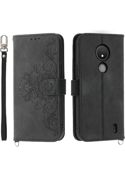 Nokia C21 Kabartmalı Darbeye Bileklik Çoklu Kredi Kartı Için Flip Case (Yurt Dışından)