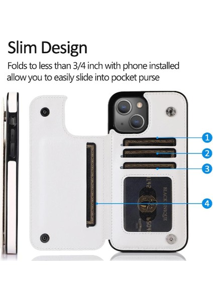 Kart Tutucu Kickstand Kart Yuvaları ile IPhone 14 Artı Cüzdan Durumda Pu (Yurt Dışından) fiyatları