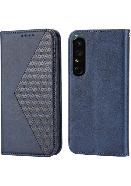 Mays Shop Sony Xperia 1 V Cüzdan Için Flip Case El Kayışı Eşkenar Dörtgen Şekli Standı Günlük (Yurt Dışından)