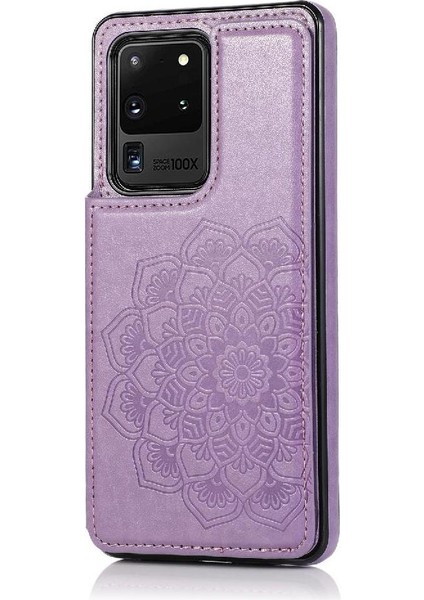 Samsung Galaxy S20 Ultra Desen Çiçek Için Kart Tutucu Kılıf ile Cüzdan (Yurt Dışından)