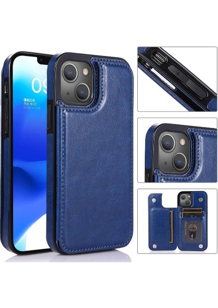 Kart Tutucu Kickstand Kart Yuvaları ile IPhone 14 Artı Cüzdan Durumda Pu (Yurt Dışından)