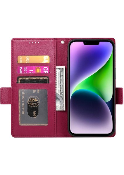 IPhone 14 Için Flip Case Artı Flip Kartvizit Yuvaları Günlük Kullanım Cüzdan (Yurt Dışından) modelleri