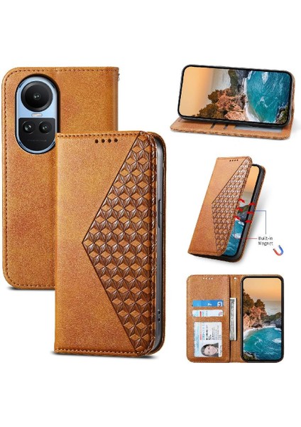 Oppo Oppo 10 5g Günlük Kullanım Için Flip Case Eşkenar Dörtgen Şekli Cüzdan Standı El (Yurt Dışından)
