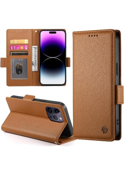 IPhone 14 Için Flip Case Pro Max Cüzdan Flip Kartvizit Yuvaları Günlük Kullanım (Yurt Dışından)