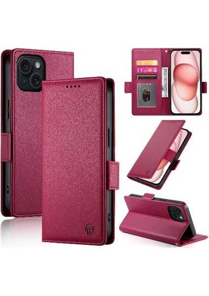 IPhone 15 Için Flip Case Günlük Kullanım Kart Yuvaları Flip Iş Cüzdan (Yurt Dışından) fırsatları