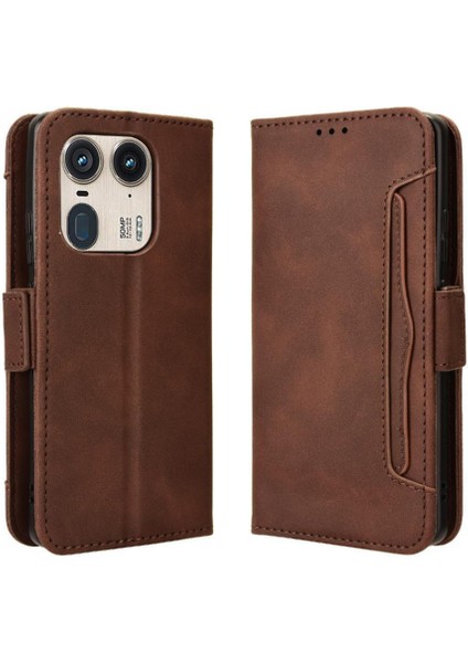 Motorola Moto X50 Deri Cüzdan Kapak Manyetik Kapatma Kartı Için Kılıf (Yurt Dışından)