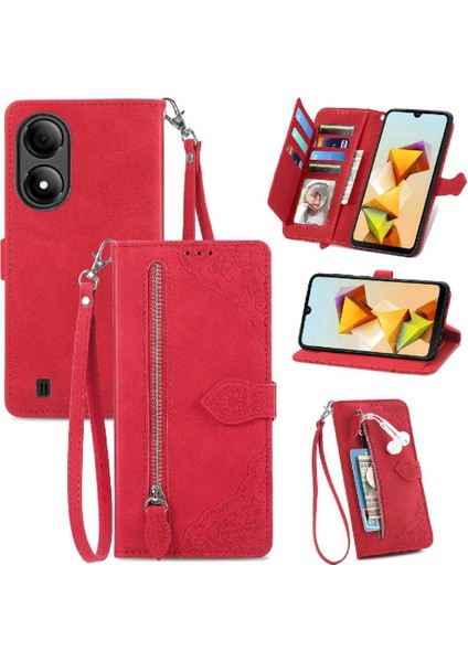Zte A33S Iş Cüzdan Flip Fermuar Tarzı Çoklu Kart Yuvası Için Flip Case (Yurt Dışından)