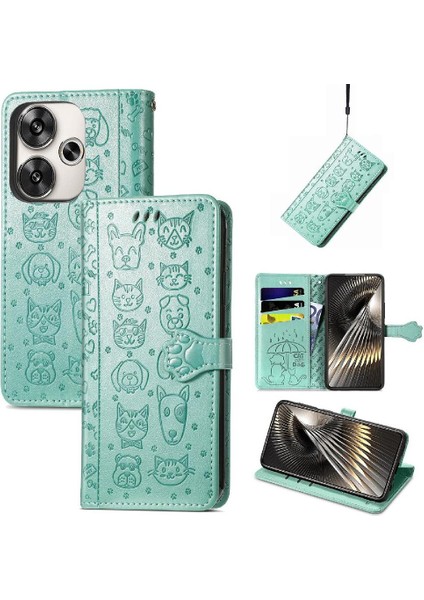 Xiaomi Poco F6 Darbeye Karikatür Hayvanlar Için Flip Case Kapak Kısa (Yurt Dışından)