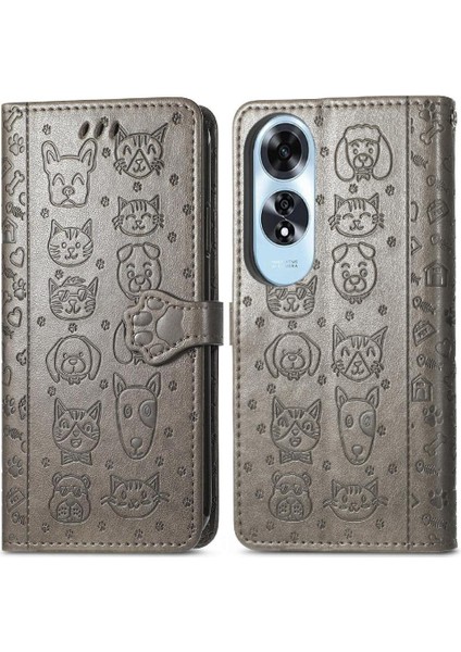 Oppo A60 4g Flip Kapak Için Flip Case Kısa Kayış Deri Kılıf Karikatür (Yurt Dışından)