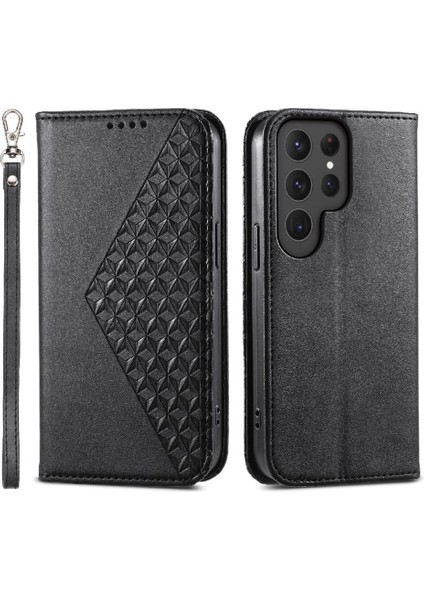 Samsung Galaxy S24 Ultra Cüzdan Eşkenar Dörtgen Şekli El Kayışı Kullanımı Için Flip Case (Yurt Dışından)