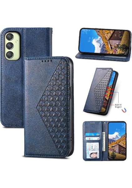 Samsung Galaxy A25 Cüzdan Standı Için Flip Case El Kayışı Eşkenar Dörtgen Şekli Kullanımı (Yurt Dışından)