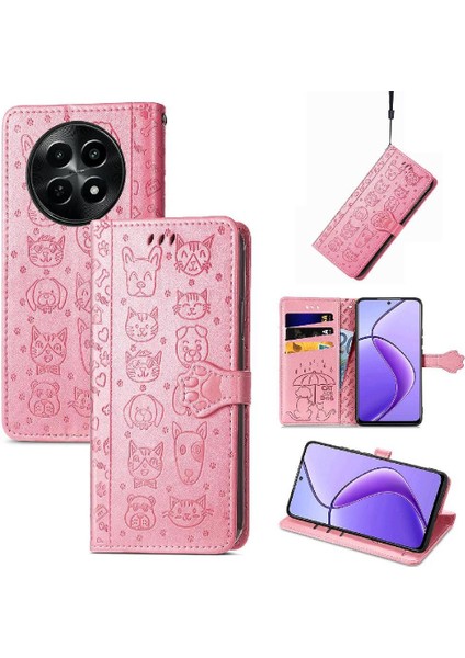 Realme 12 Için Flip Case Deri Kılıf Karikatür Hayvanlar Kısa Kayış Flip (Yurt Dışından) fırsatları