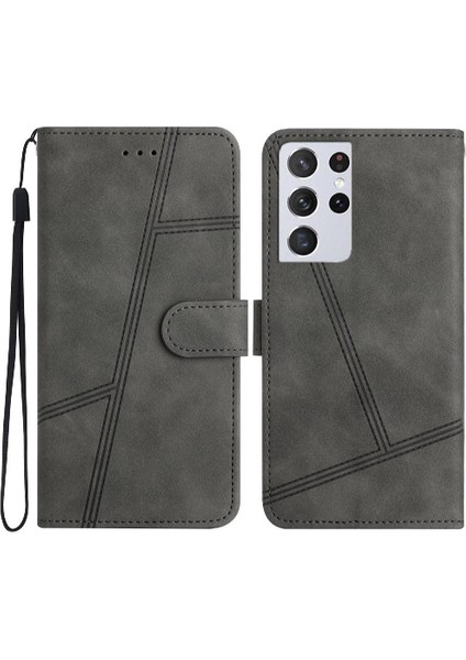 Samsung Galaxy S21 Ultra Cüzdan Pu Deri Kart Yuvaları Tutucu Için Flip Case (Yurt Dışından)